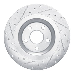 Volvo XC40 Brake Rotor (1) - Rear Right - R1 Concepts - Drilled & Slotted - Silver - `19-`25